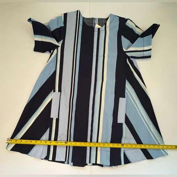 Anthropologie ‘The Emmy’ Short-Sleeve Swing Mini Dress by Maeve - Blue XS - Picture 9 of 10